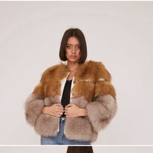 Shaci Monaco Faux Fox Fur and Leather Jacket